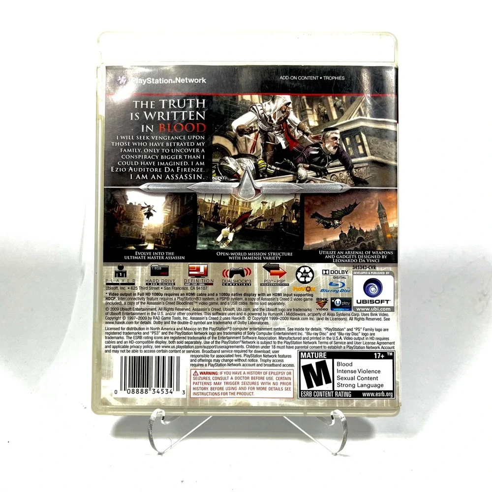 Assassin's Creed II PS3 PlayStation 3 Black Label Complete CIB Tested Broken Cas